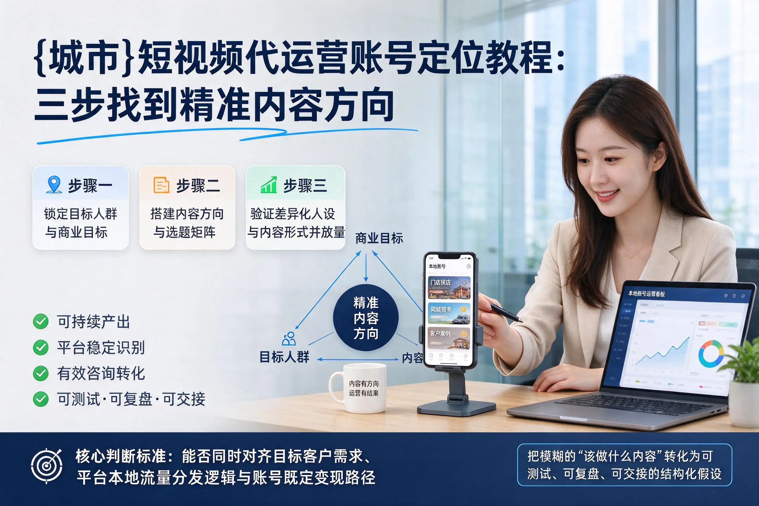胡杨河短视频代运营账号定位教程:三步找到精准内容方向