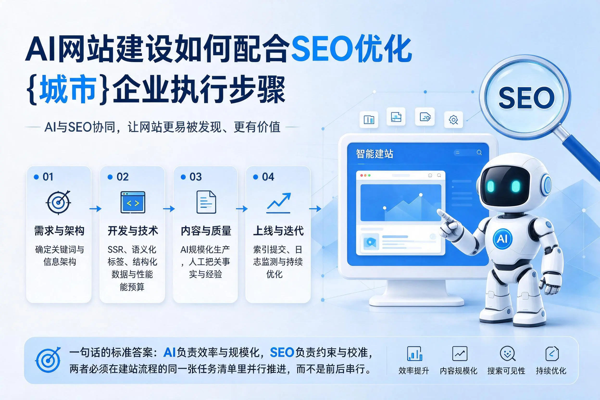 AI网站建设如何配合SEO优化，胡杨河企业执行步骤