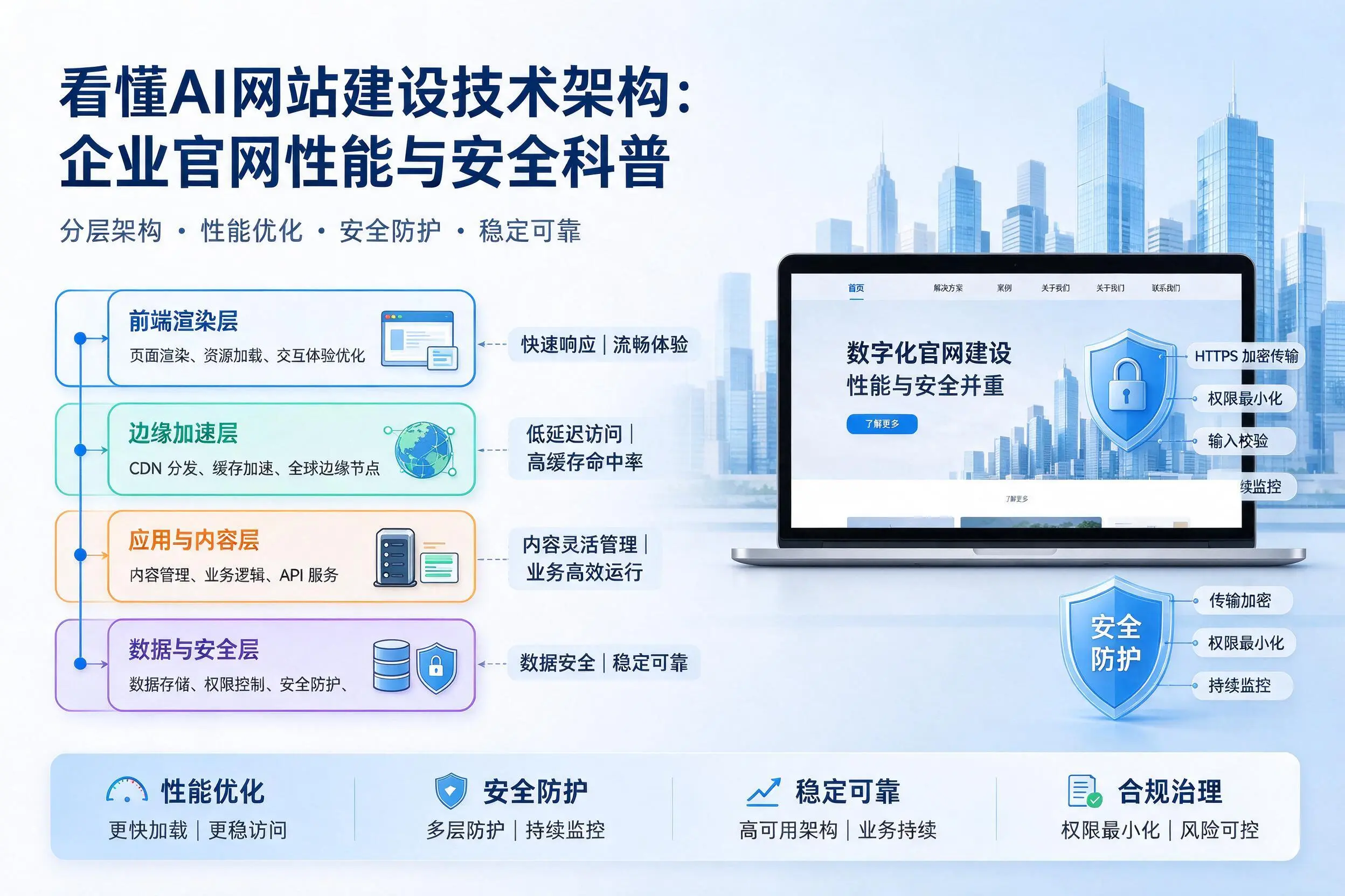 看懂AI网站建设技术架构:胡杨河企业官网性能与安全科普