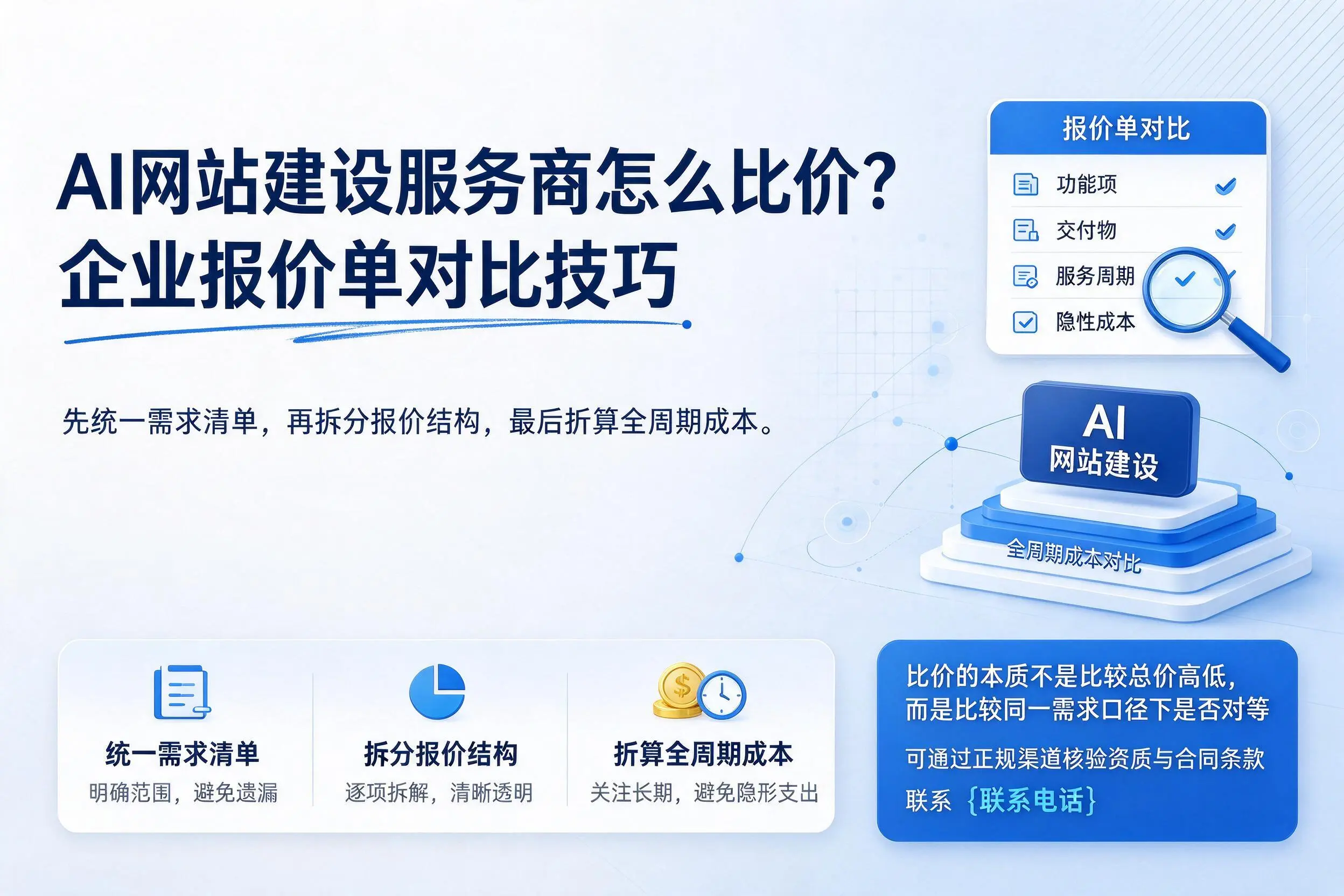 AI网站建设服务商怎么比价?胡杨河企业报价单对比技巧