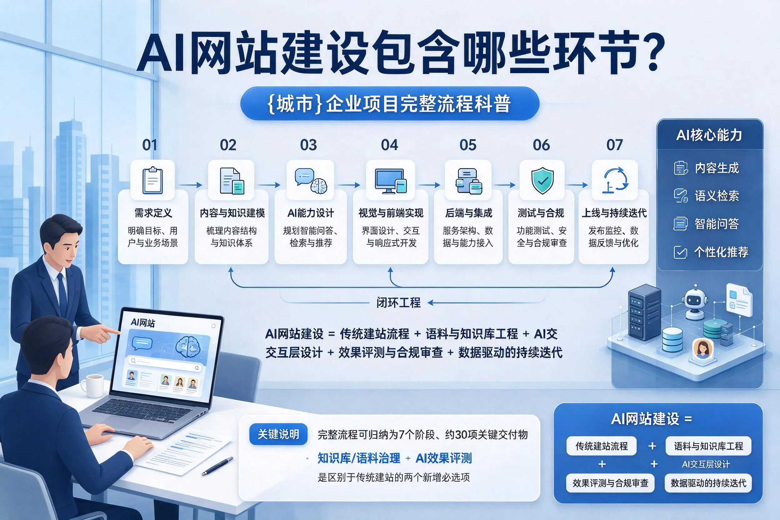 AI网站建设包含哪些环节？胡杨河企业项目完整流程科普